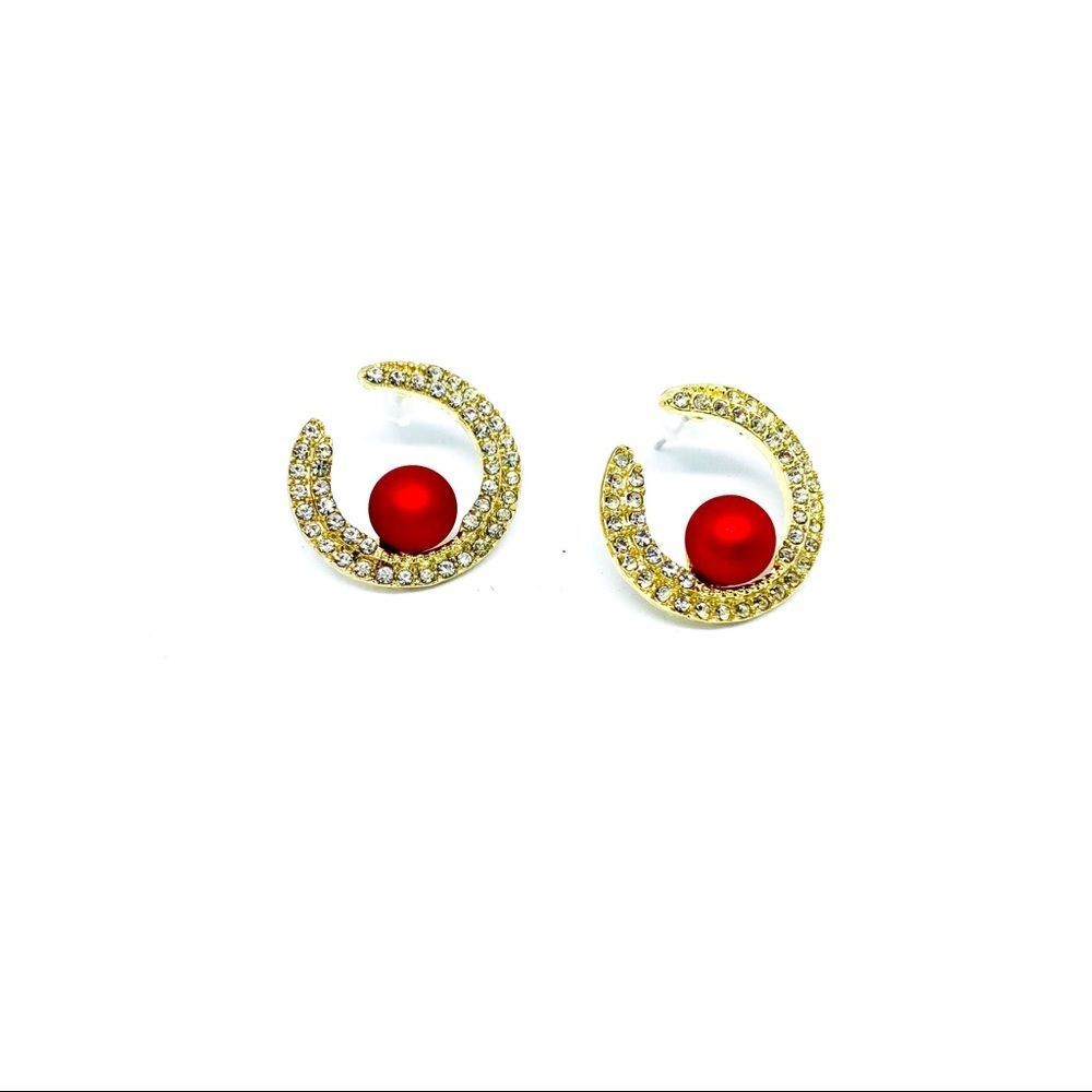 NWT Gold Crescent Rhinestone Moon S925Post Earring